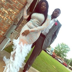 Feather prom dress